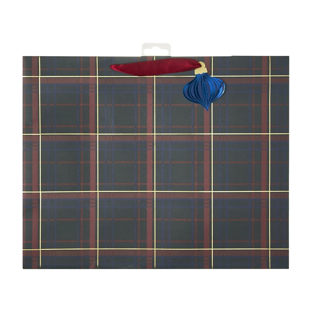 My Texas House XL Tartan Plaid‎ Christmas Gift Bag – Red Green Navy